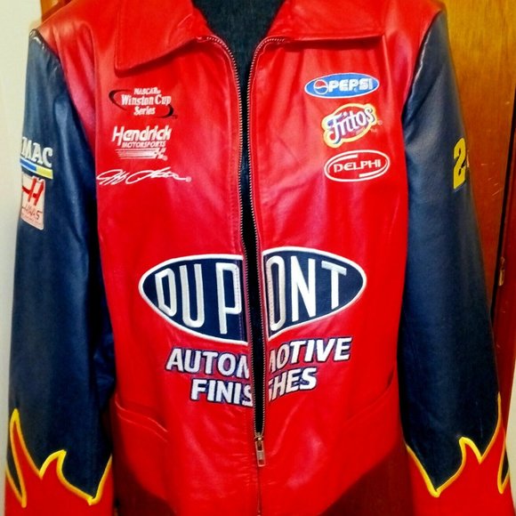Vintage Women's Jeff Gordon #24 DuPont Red Leather NASCAR Jacket Sz Medium - Picture 3 of 7
